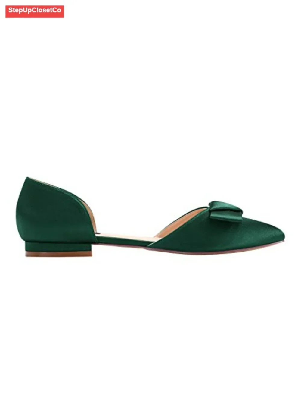 Low Heel Wedding Flats with Bow Knot D'Orsay Pointy Toe